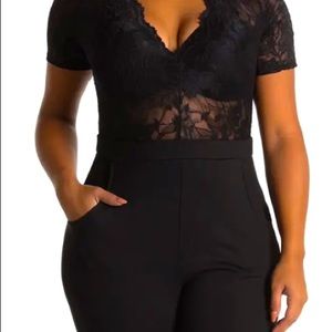 Curvy sense Black lace top jumpsuit